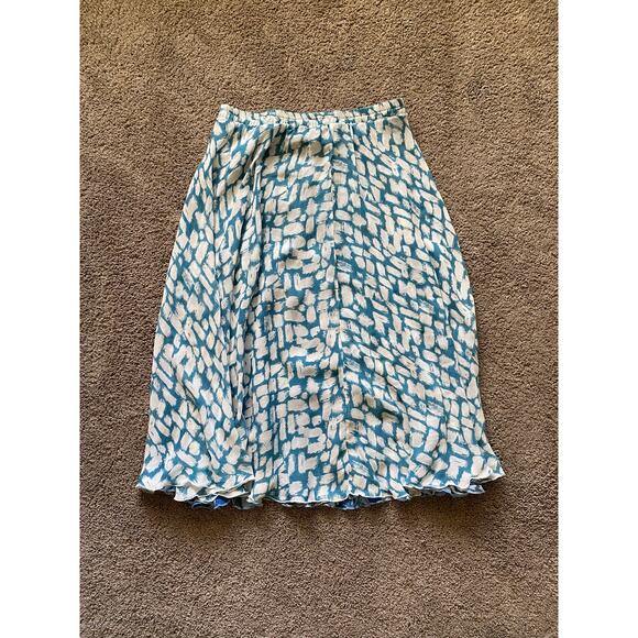 Vtg 90's/Y2K Sarah Arizona Blue Patterned REVERSIBLE Chiffon Pull On Midi Skirt - Picture 8 of 9